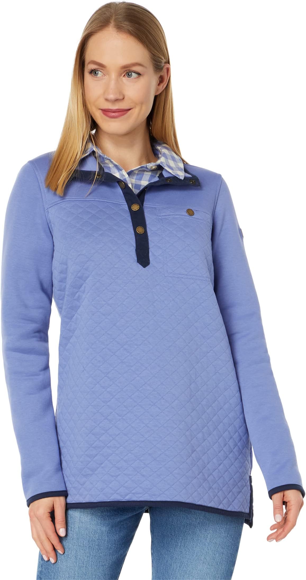 Толстовка Quilted Sweatshirt Mock Neck Tunic L.L.Bean, цвет Larkspur