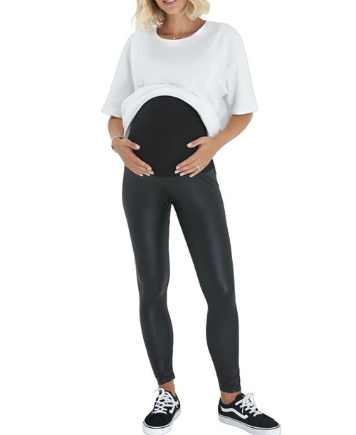 Леггинсы для беременных из искусственной кожи с тонким складным поясом Accouchée, цвет Black легкая юбка для беременных accouchée цвет black