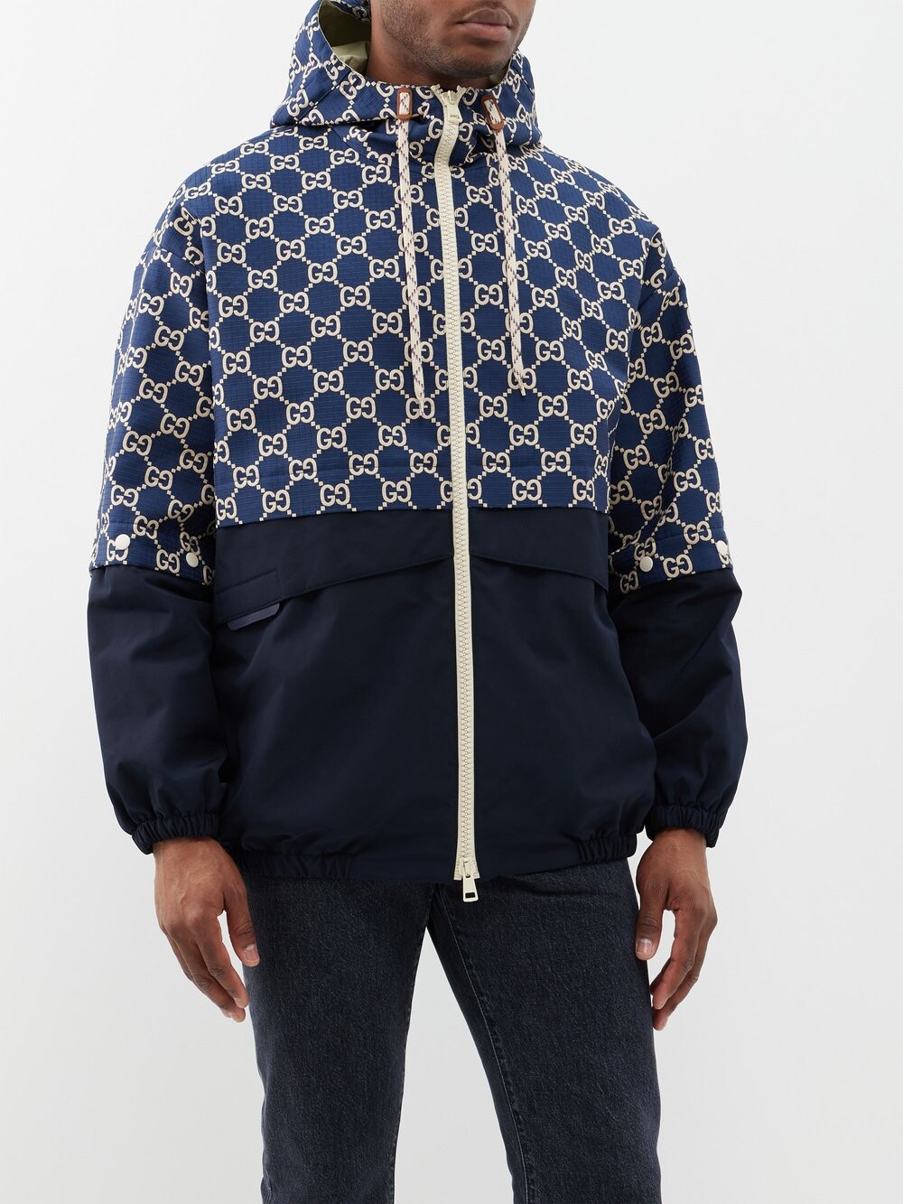 

Куртка из рипстопа с узором gg-supreme и съемными рукавами Gucci, синий