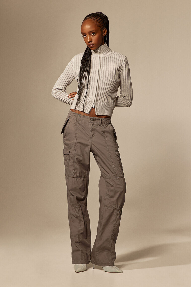 

Брюки карго с заниженной талией H&M, серый