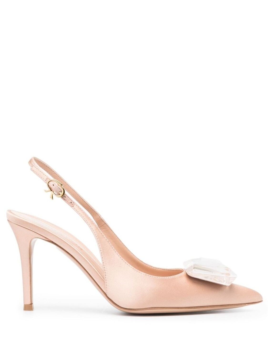 

Gianvito Rossi атласные туфли с кристаллами, нейтральный цвет