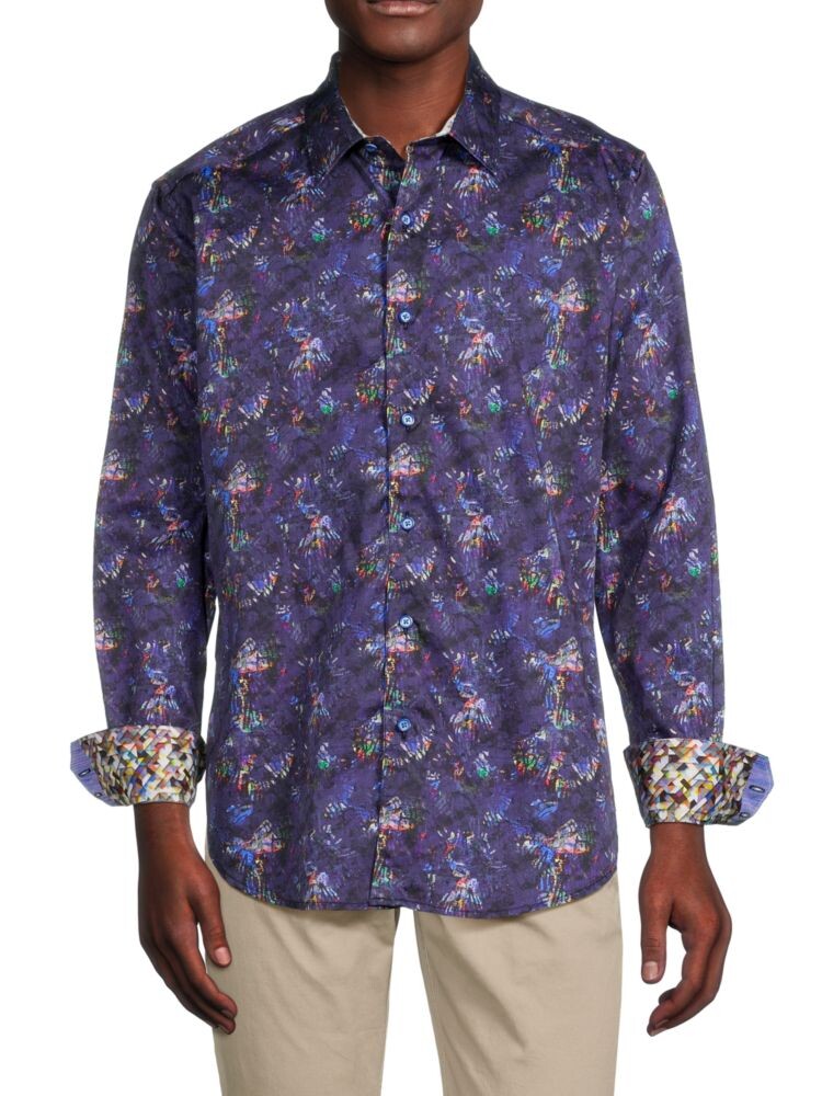 

Рубашка классического кроя Merrick с абстрактным принтом Robert Graham, цвет Purple Multi