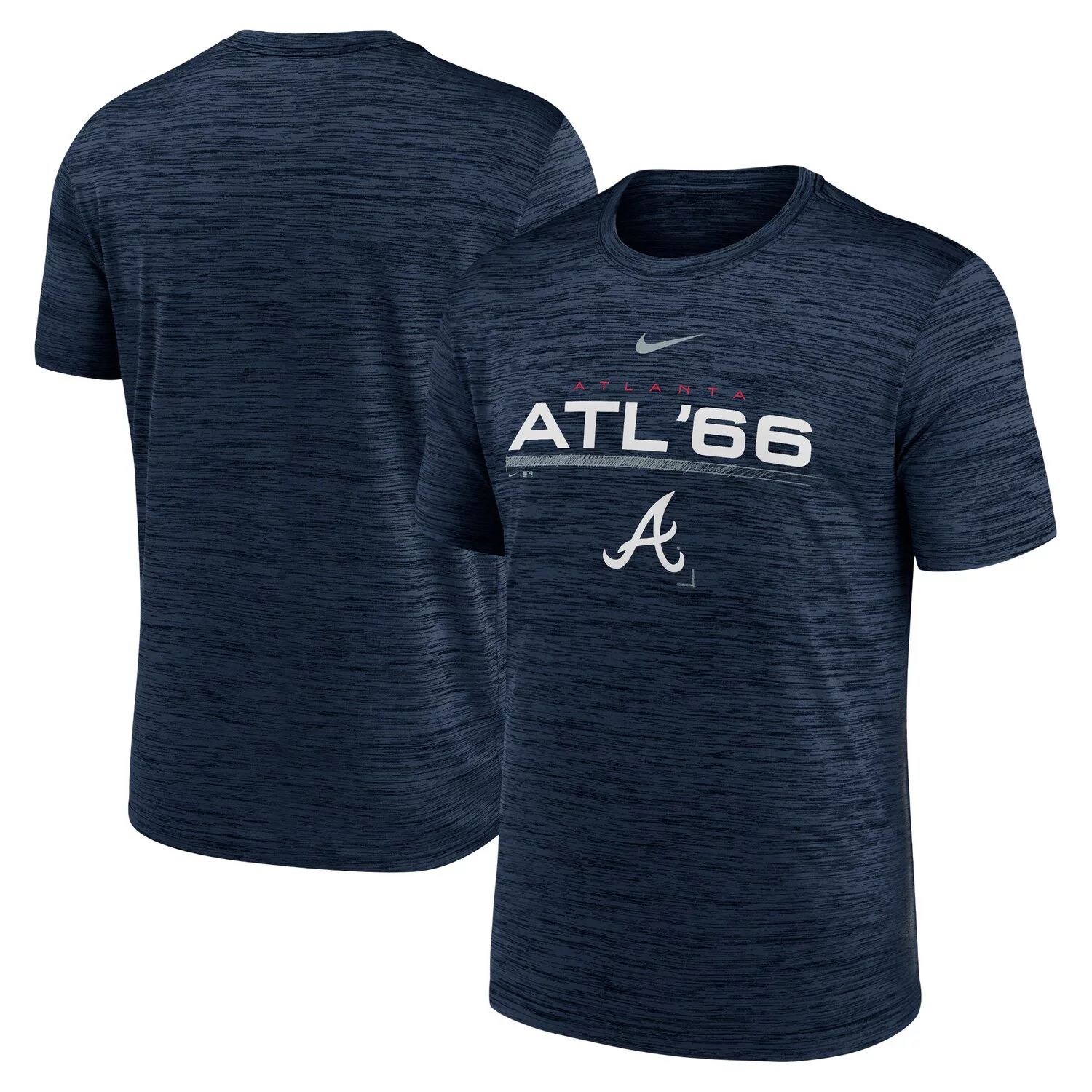 Мужская темно-синяя футболка Atlanta Braves с надписью Velocity Performance Nike