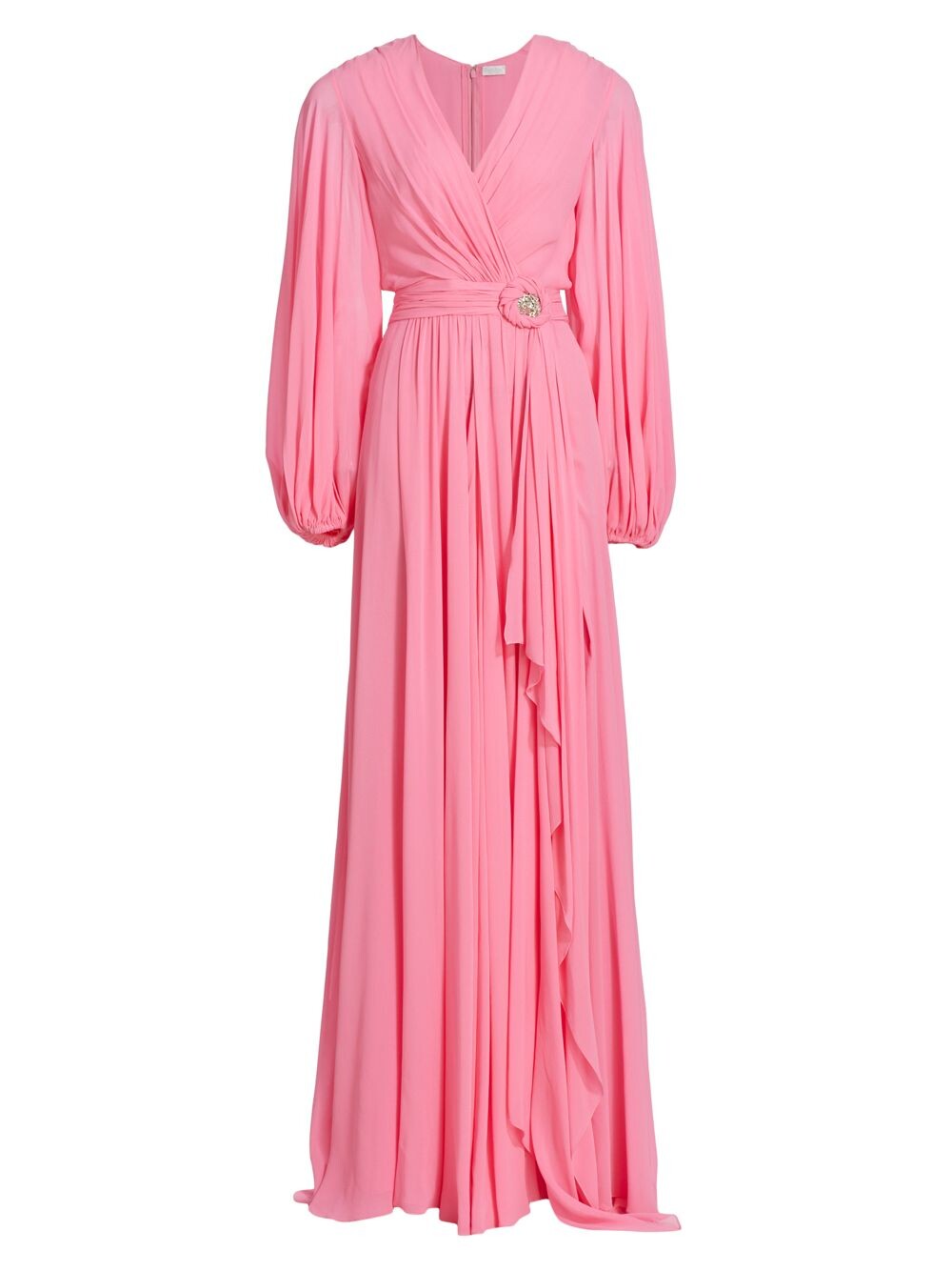 

Шифоновое платье с пышными рукавами Reem Acra, розовый