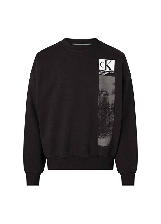 

Черная мужская толстовка с круглым вырезом Calvin Klein Jeans, Черный
