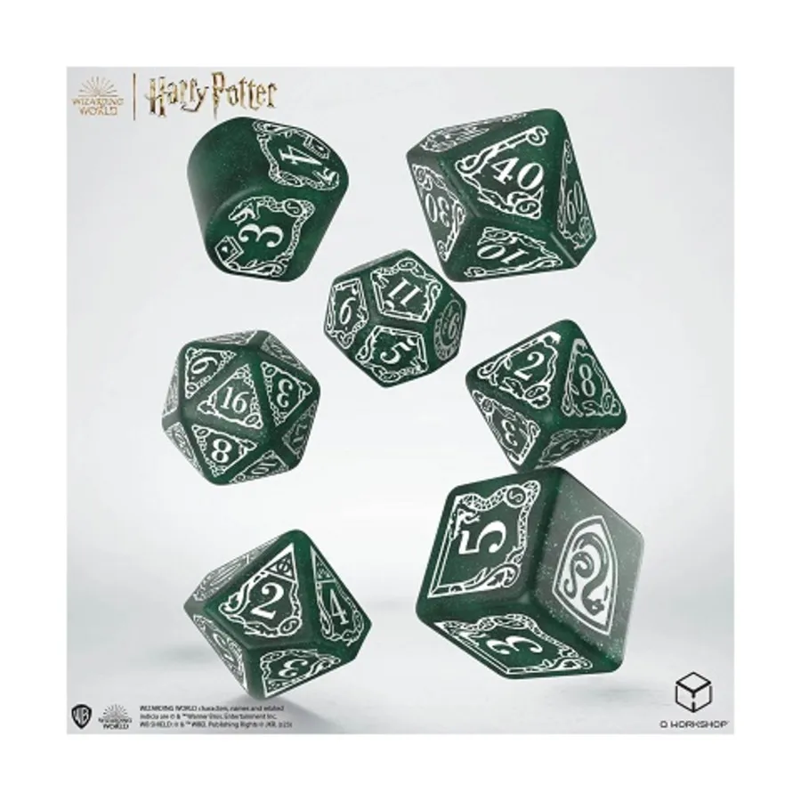 

Поликомплект — зеленый Слизерин с белым (7), Harry Potter Dice