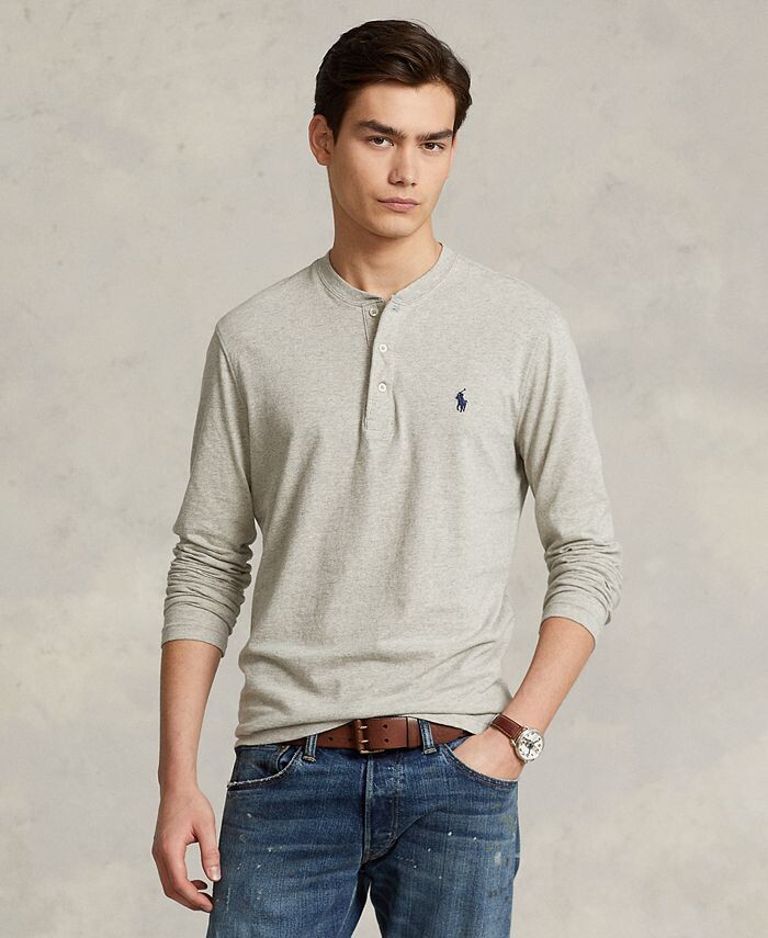 

Мужская рубашка на пуговицах из хлопкового джерси Polo Ralph Lauren, серый
