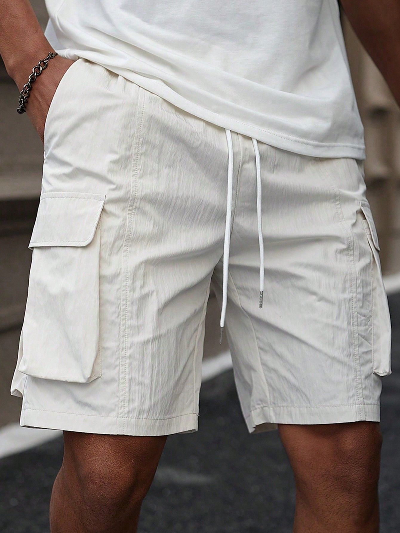 Мужские простые однотонные шорты Manfinity Homme с карманами, абрикос