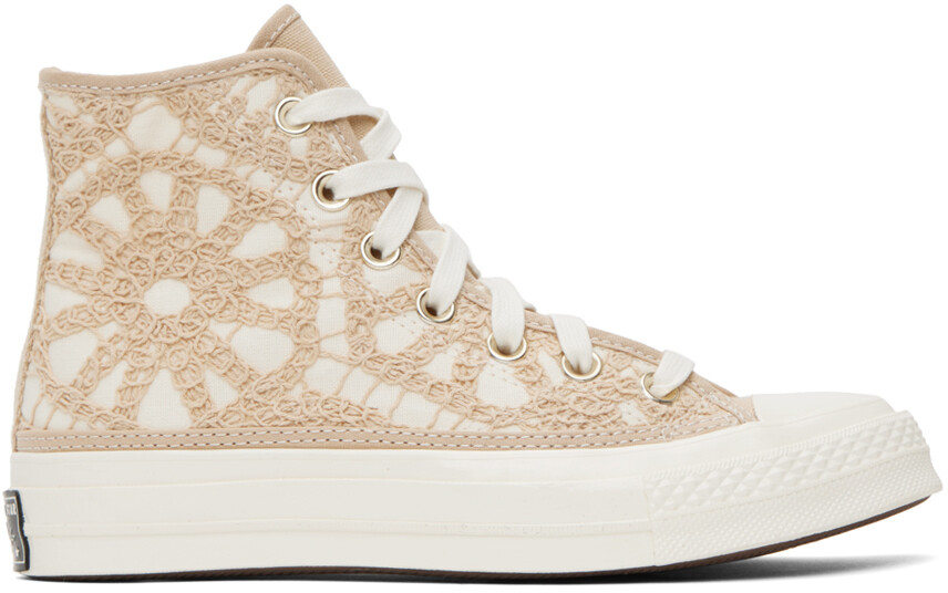 Бело-бежевые высокие кроссовки Chuck 70 Converse