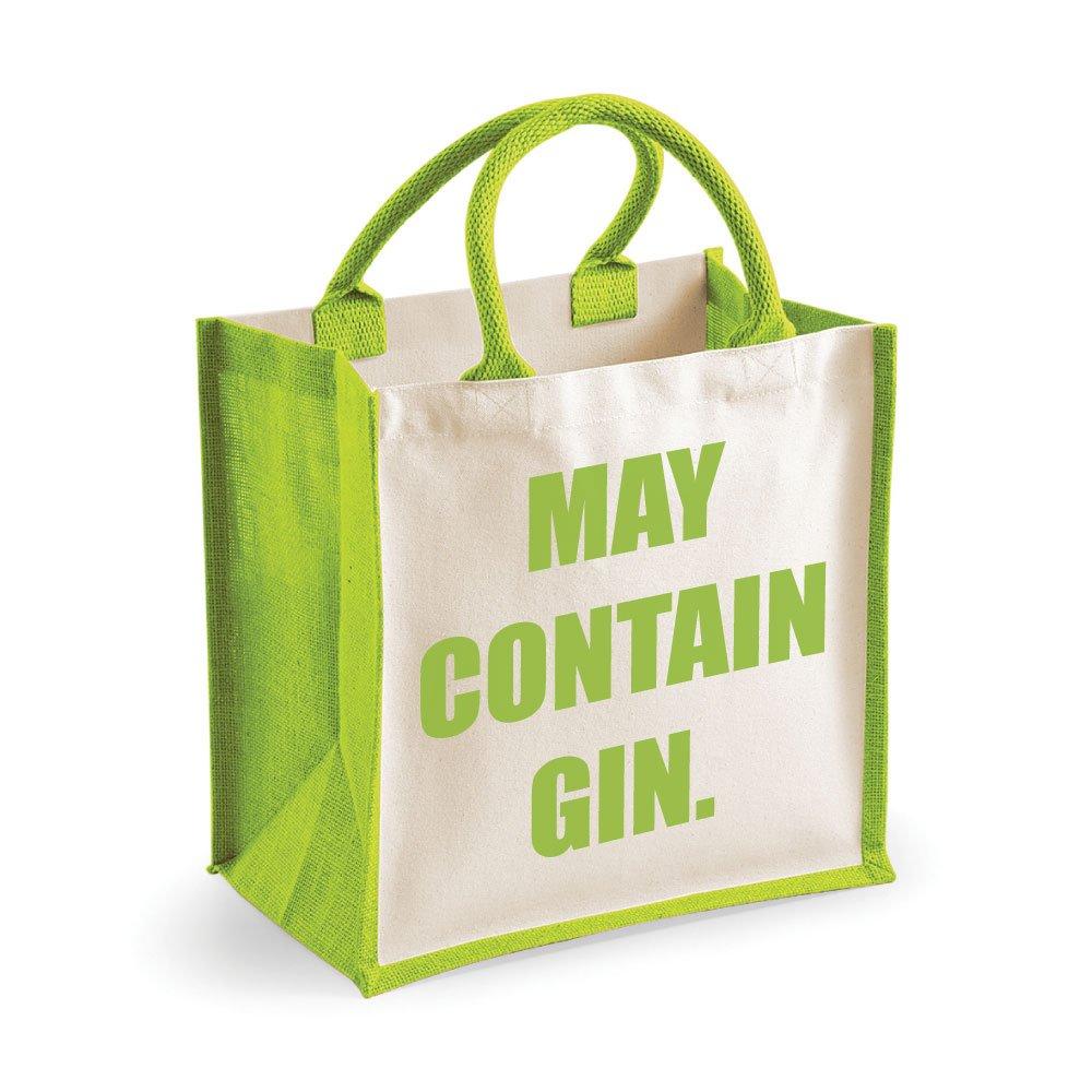 Средняя джутовая сумка может содержать зеленую сумку с джином 60 SECOND MAKEOVER, зеленый
