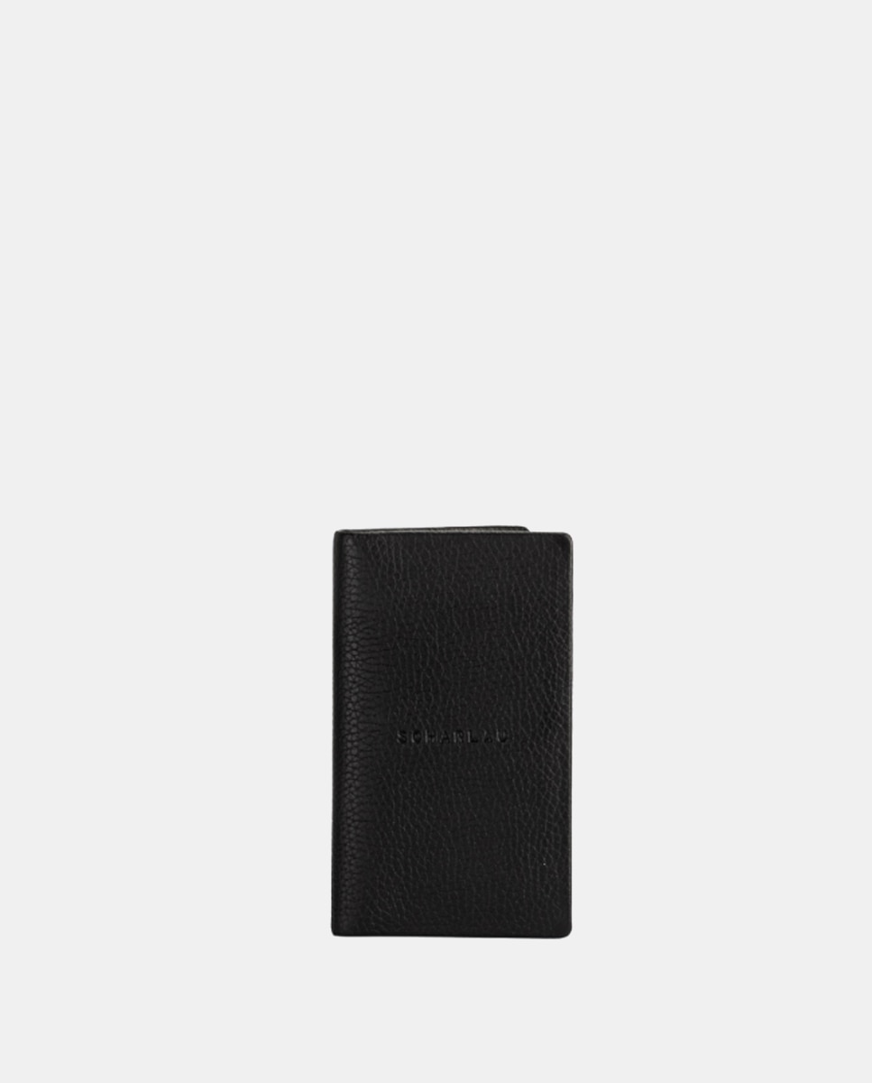 Мужской черный кожаный вертикальный кошелек с монетницей Scharlau, черный черный вертикальный кошелек с монетницей levi s черный