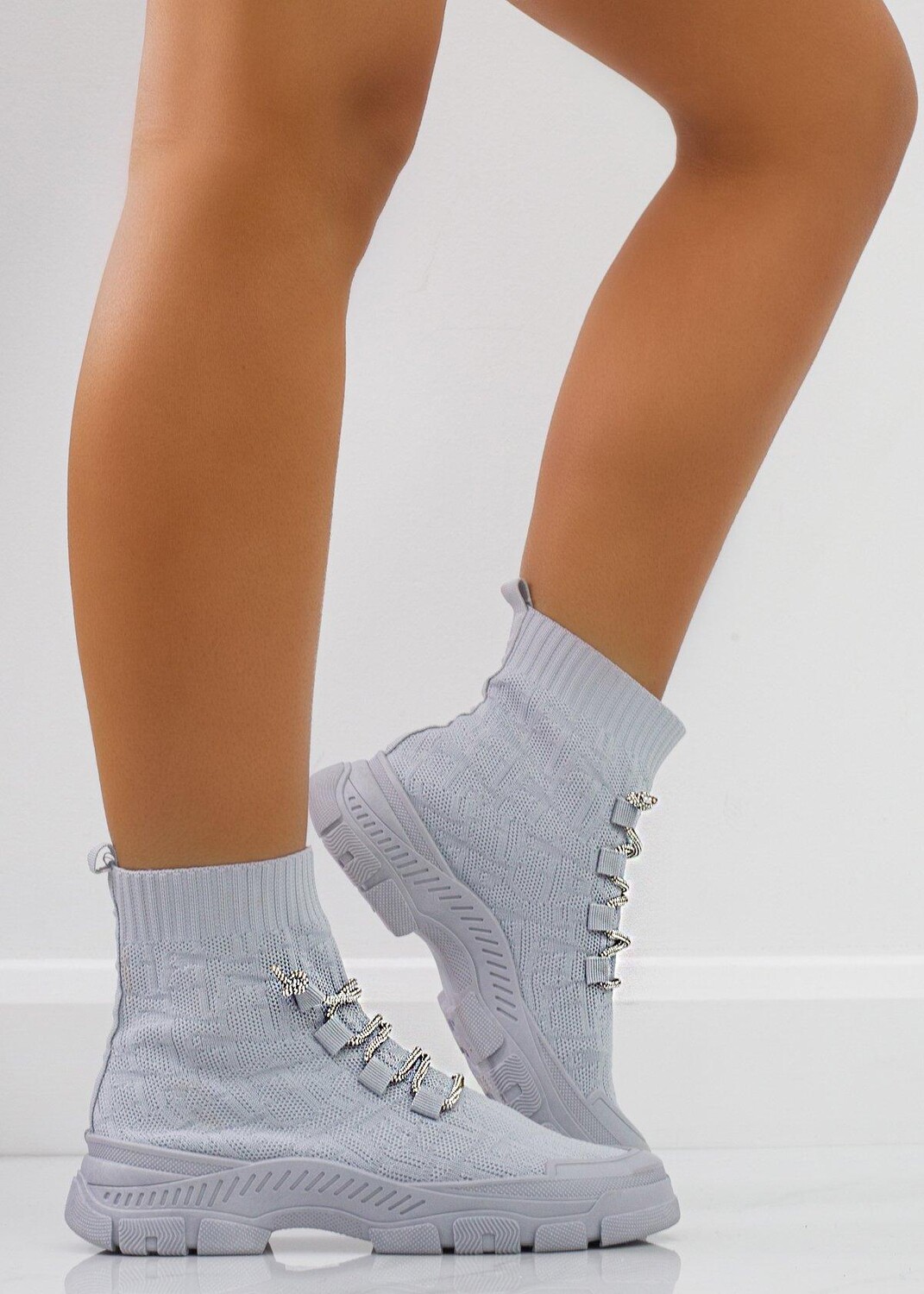 

Кроссовки-носки Lace Sock Stretch Trainer Boots Love Lemonade, серый