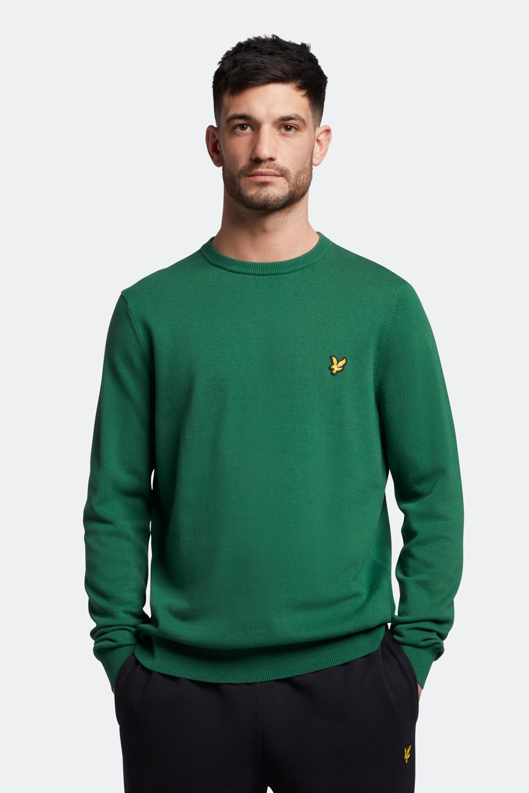 

Зеленый хлопковый свитер с круглым вырезом Lyle & Scott, зеленый