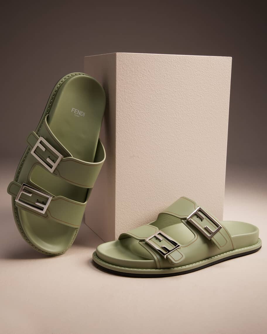 

Кожаные шлепанцы с пряжкой F Fendi