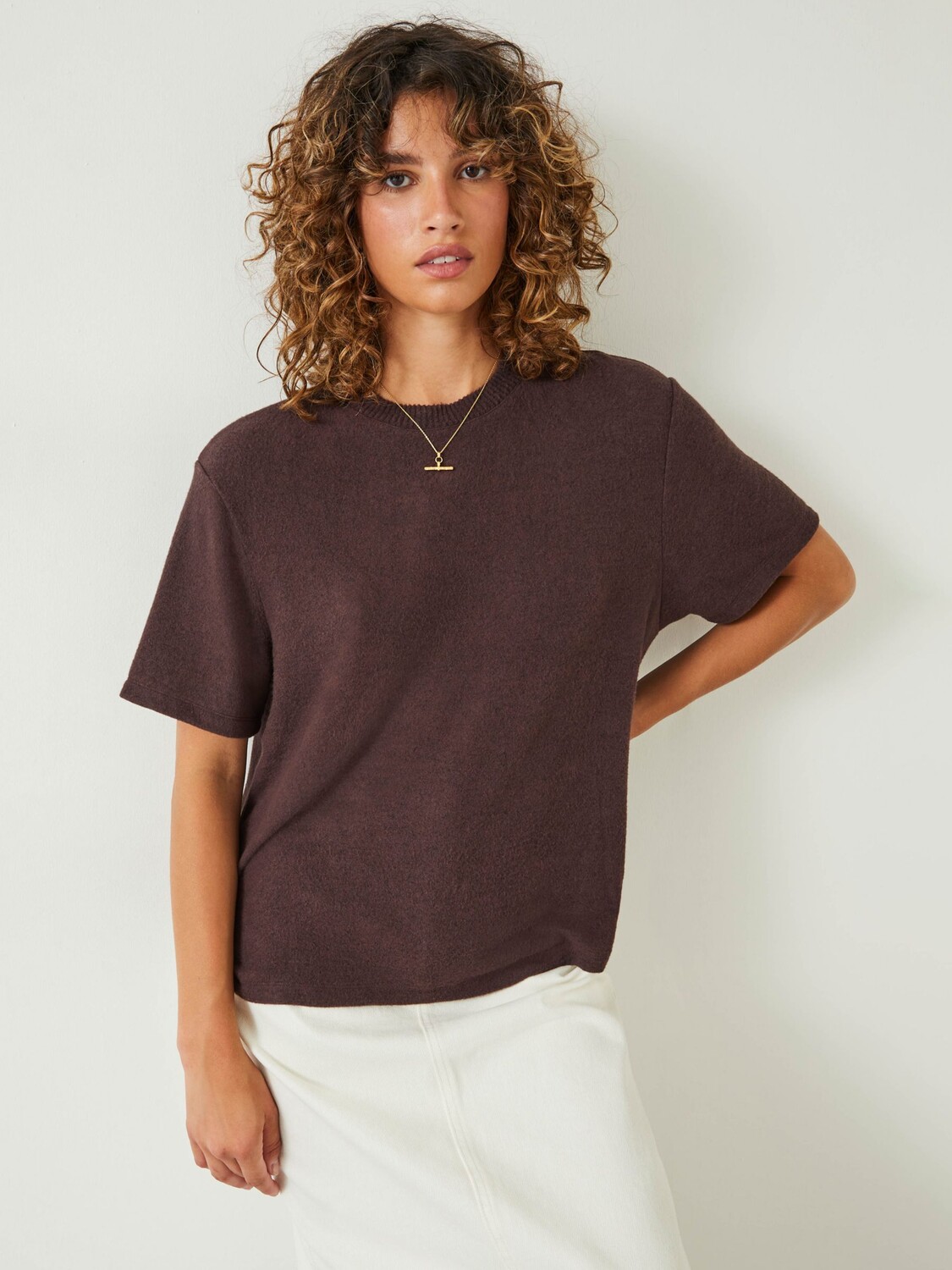

Футболка Elle Supersoft свободного кроя HUSH, шоколадный меланж, Коричневый
