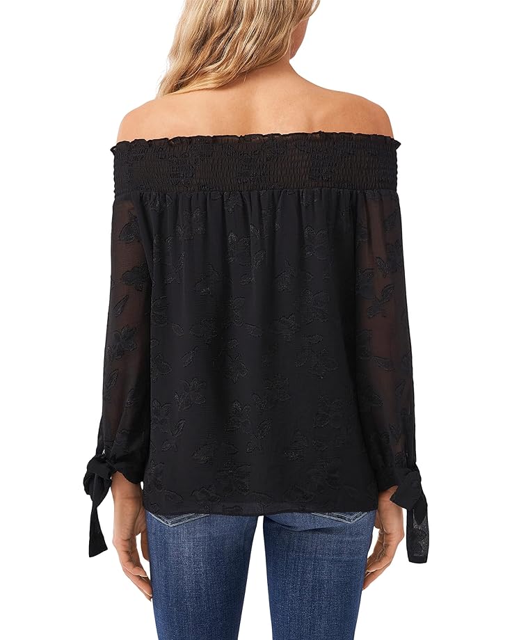 

Блуза CeCe Off-the-Shoulder Floral Jacquard Blouse, цвет Rich Black