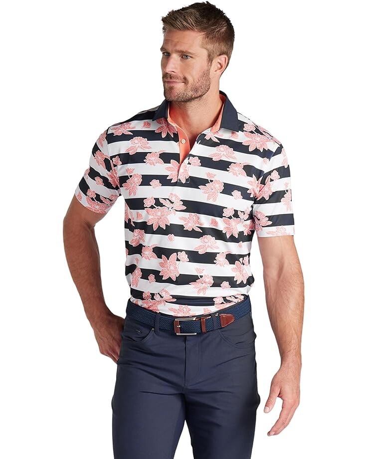 

Поло PUMA Golf Pique Garden, цвет Deep Navy/Melon Punch