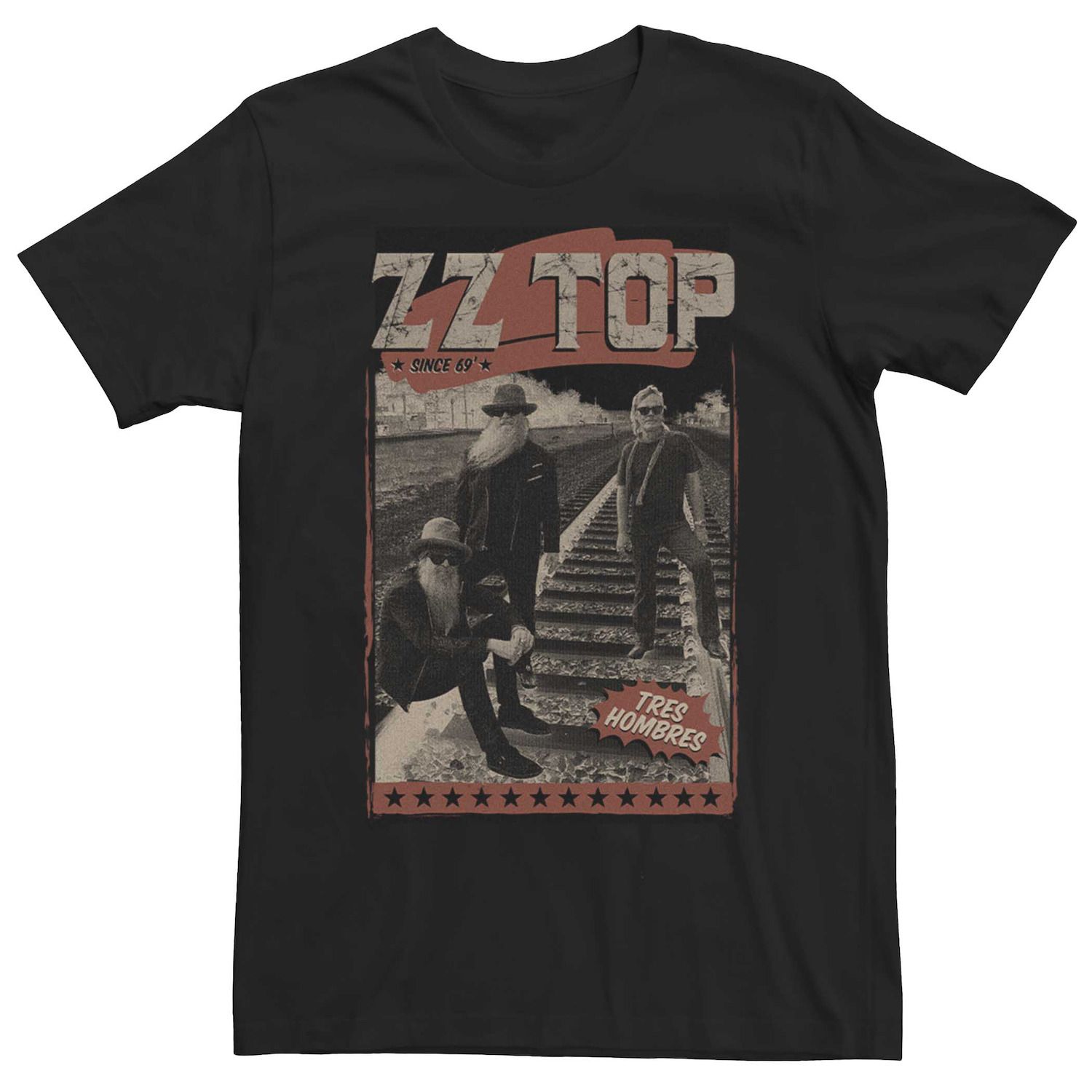 Мужская футболка с обложкой альбома ZZ Top Tres Hombres и плакатом Licensed Character