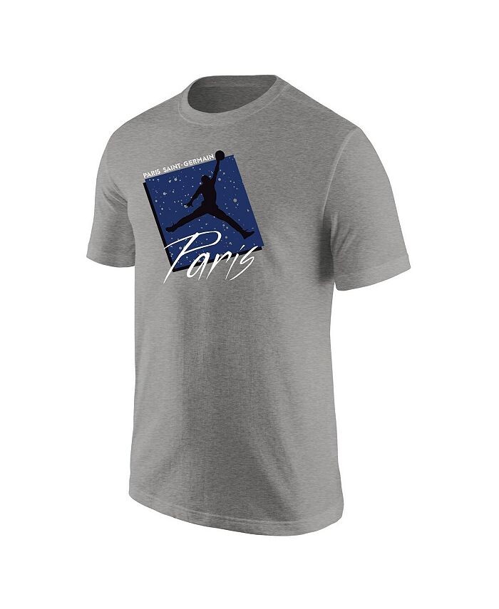 

Мужская брендовая футболка Heather Grey Paris Saint-Germain Jumpman Core Jordan, серый