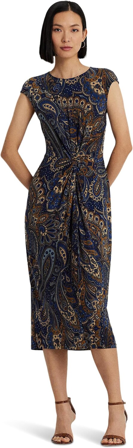 

Платье из джерси с узором пейсли и закрученной передней частью LAUREN Ralph Lauren, цвет Navy Multi