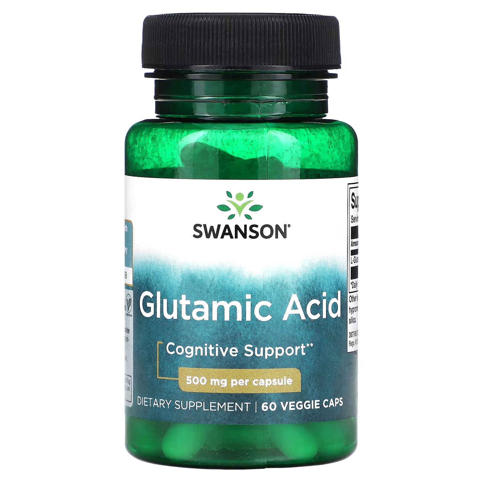 Глутаминовая кислота Swanson 500 мг, 60 растительных капсул swanson мочевая кислота 60 растительных капсул