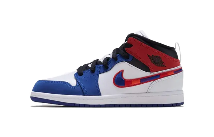 

Air Jordan 1 Mid Se, Белый/Университетский красный/Синий/Черный