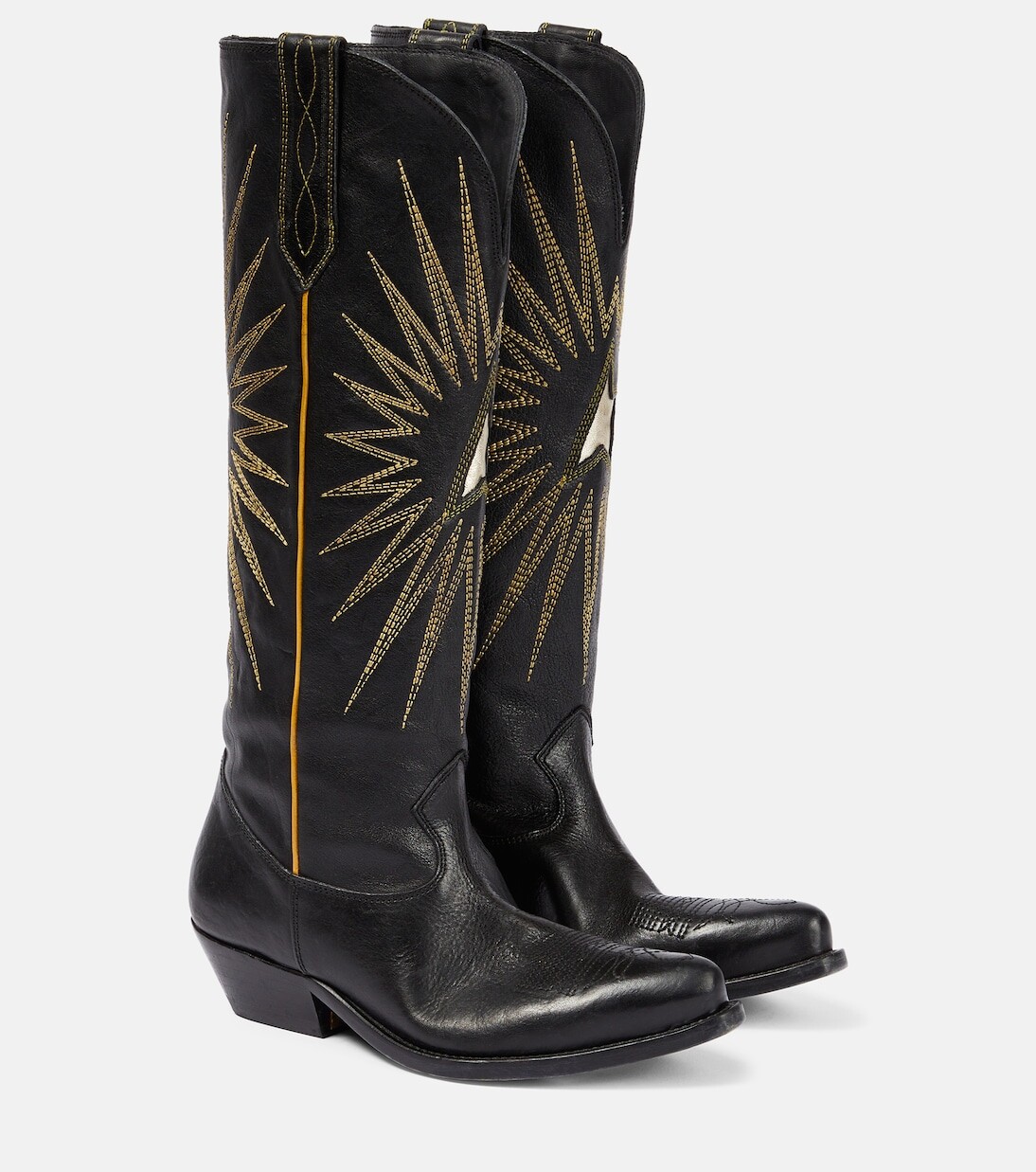 

Кожаные ковбойские сапоги с вышивкой Golden Goose, черный