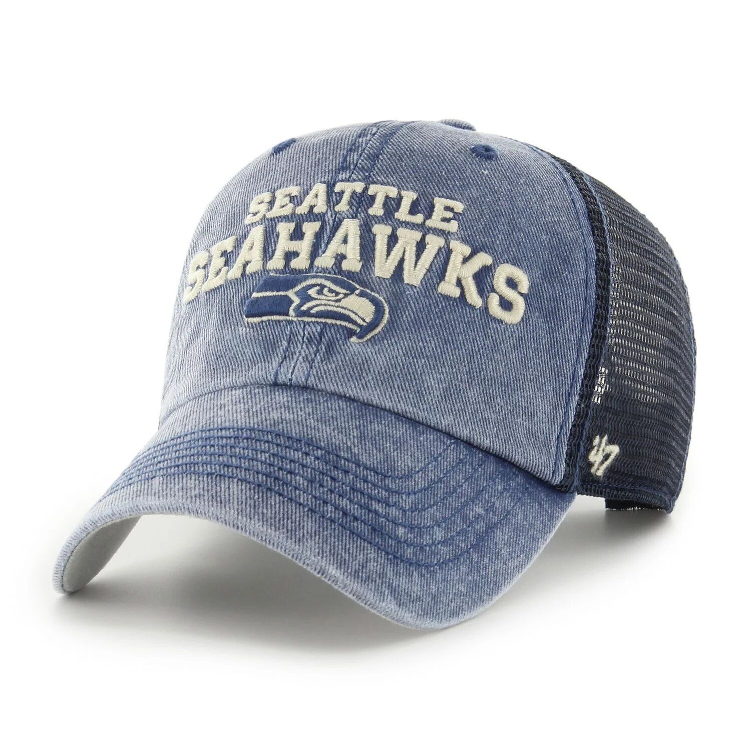 

Мужская темно-синяя кепка College Seattle Seahawks Drumlin Trucker Clean Up Snapback '47