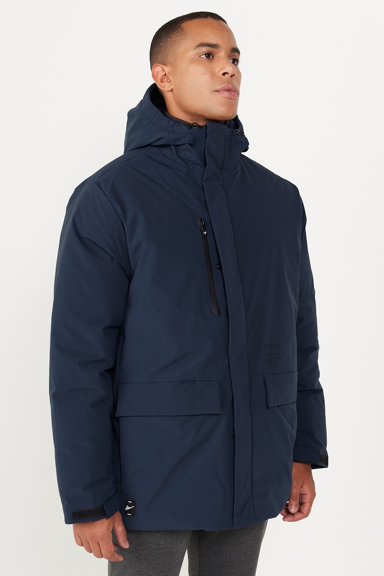 Зимняя куртка с капюшоном и карманами с клапанами Ac&Co, синий