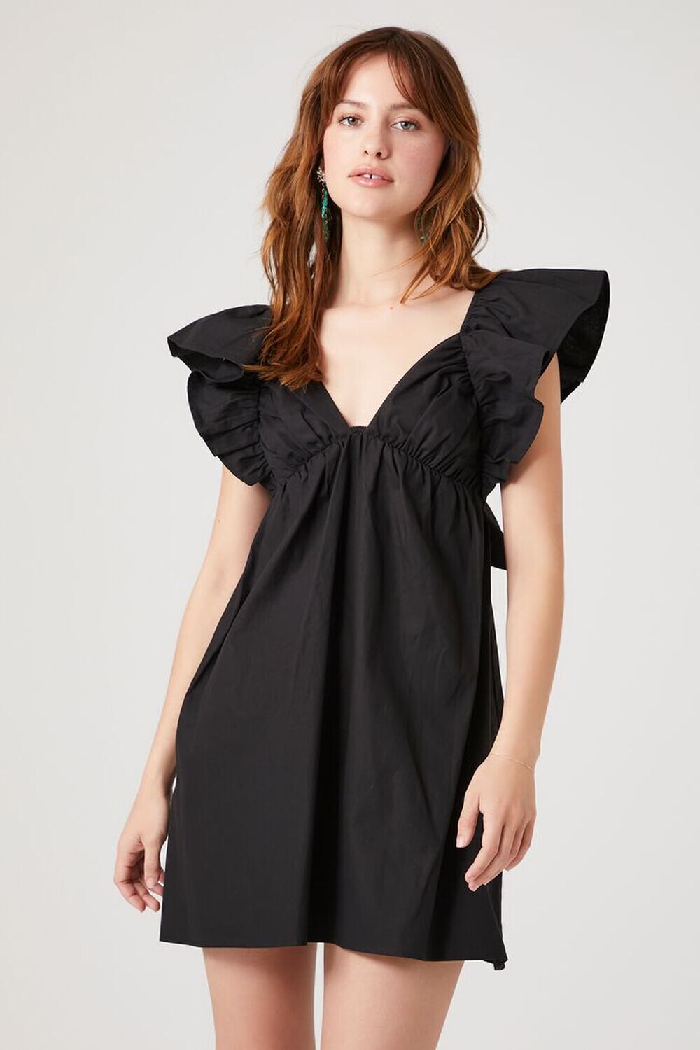 

Платье Babydoll из поплина с рюшами Forever 21, черный