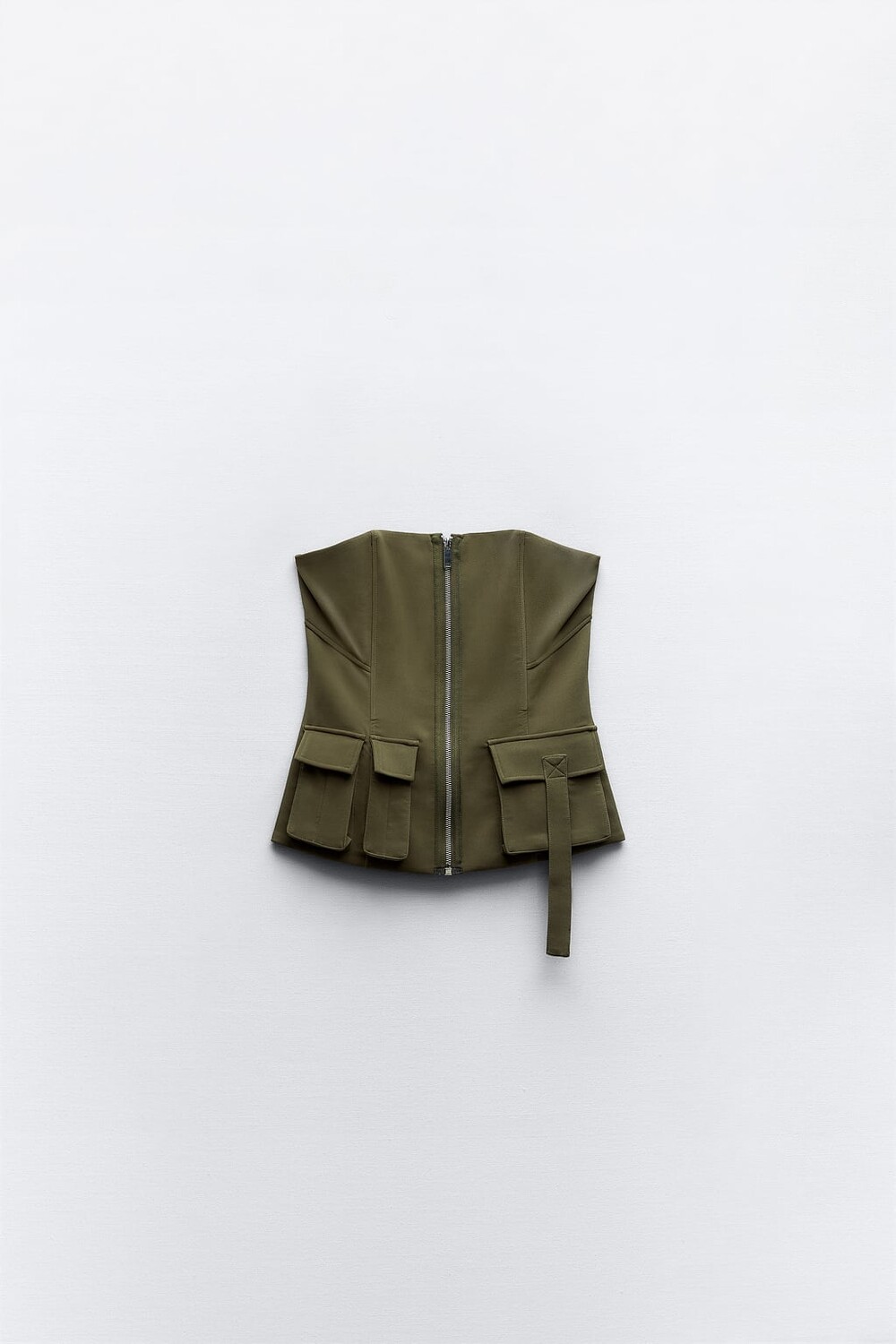 

Топ без бретелек ZARA, хаки