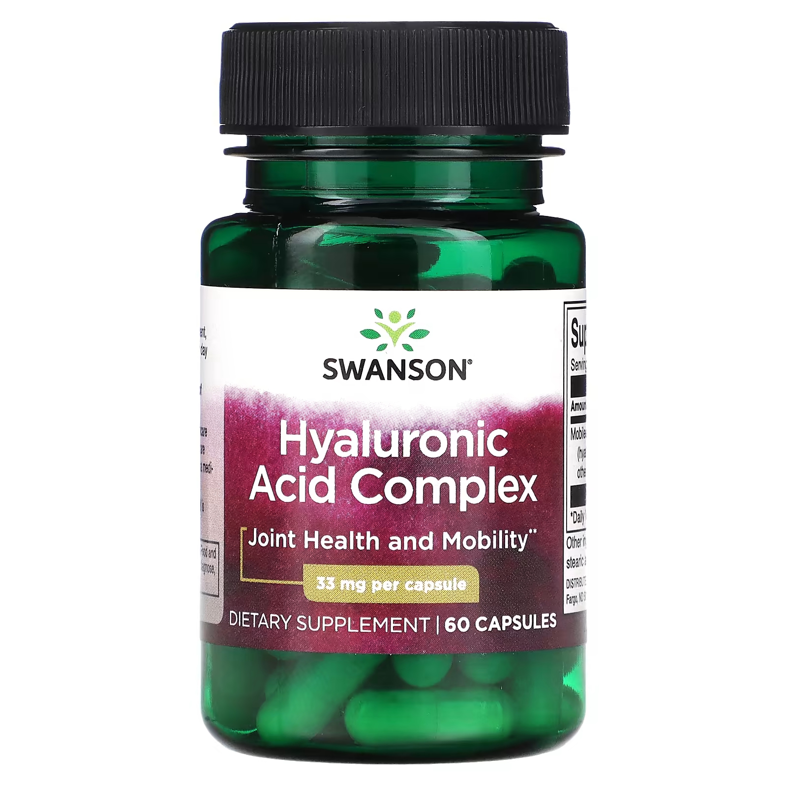 Пищевая добавка Swanson Комплекс гиалуроновой кислоты 33 мг, 60 капсул