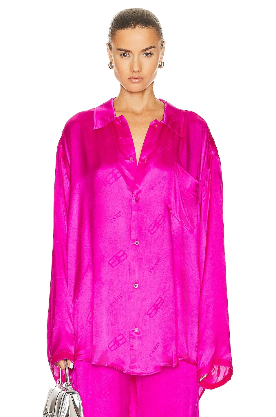 

Рубашка Balenciaga Long Sleeve Minimal, цвет Lipstick Pink