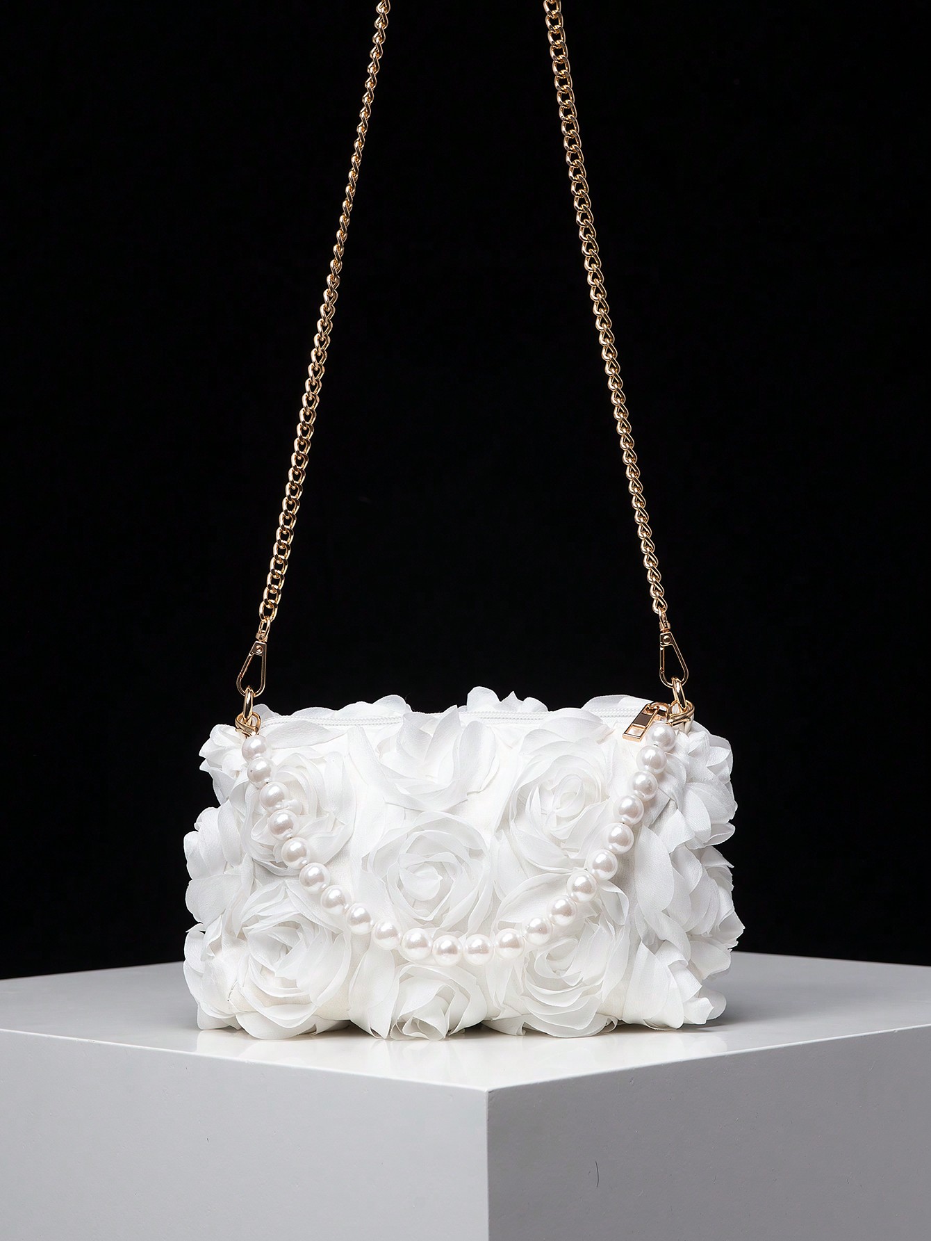 Элегантная сумка через плечо с принтом розы, белый