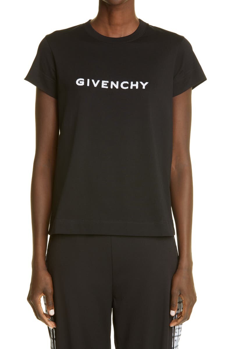 

Хлопковая футболка узкого кроя с логотипом Tufted 4G GIVENCHY, черный