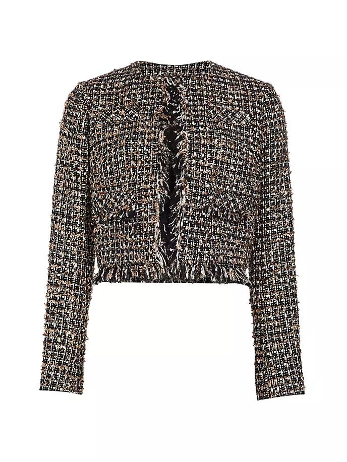 

Укороченный твидовый жакет с мишурой Jason Wu Collection, черный