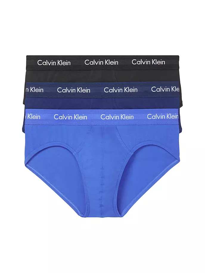 

Три пары хлопковых эластичных трусов Calvin Klein, черный