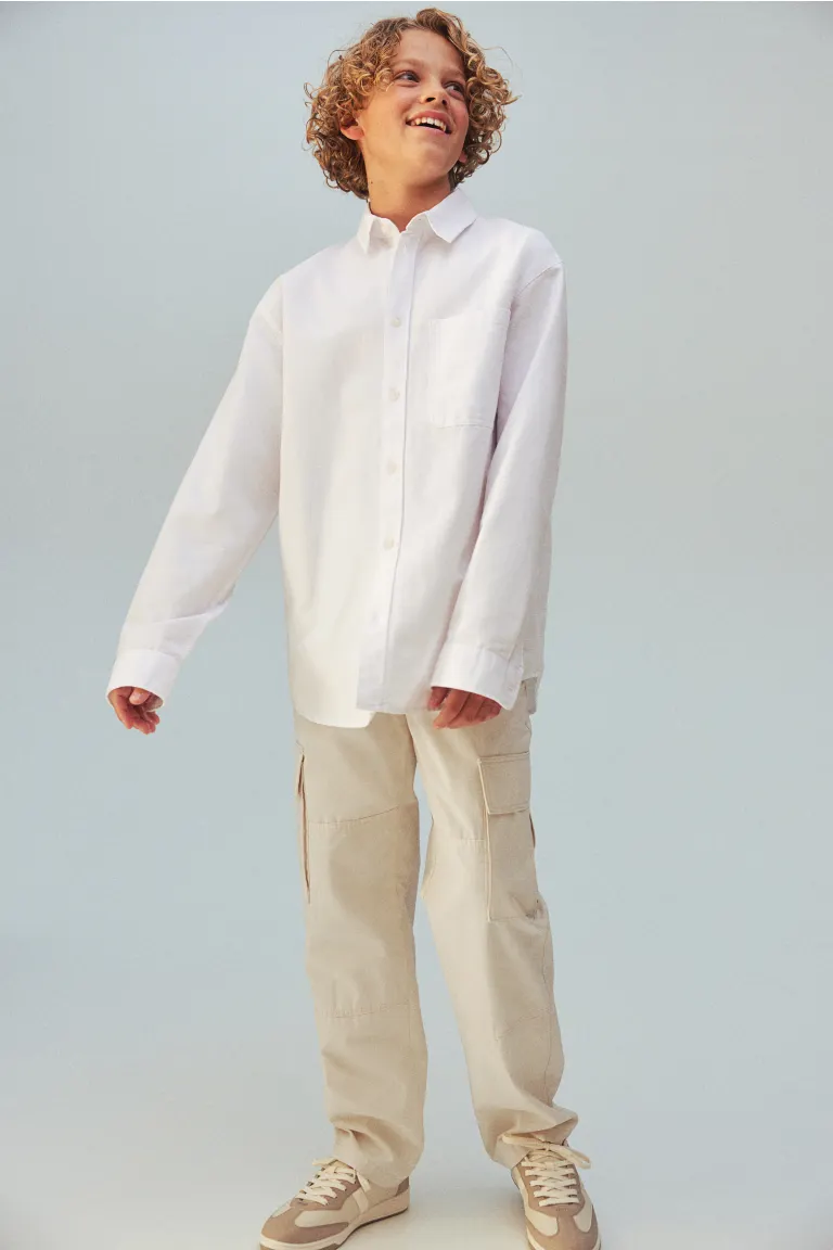 Хлопковые брюки-карго H&M, белый