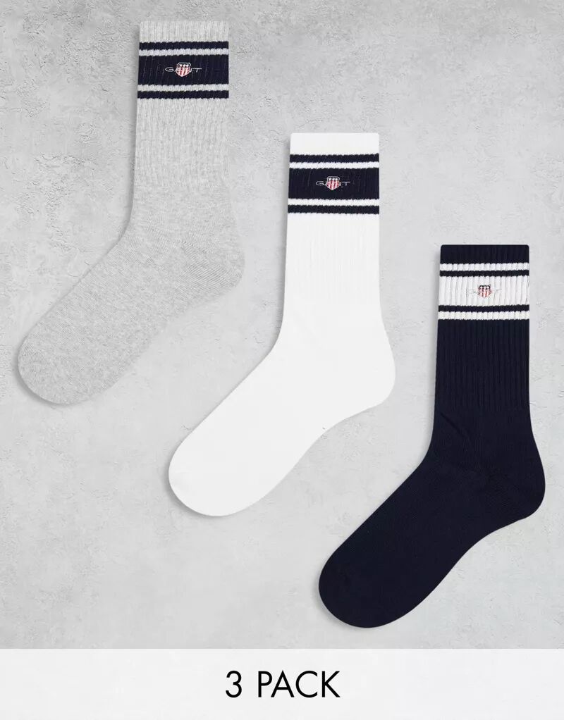 цена Три пары спортивных носков с логотипом в виде щита GANT