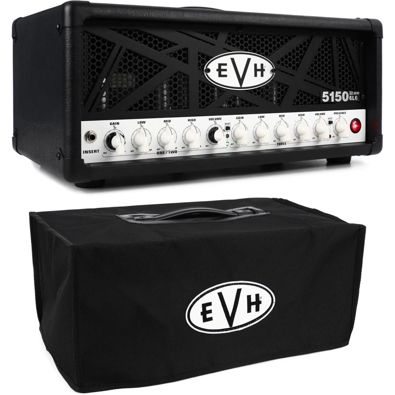 

Новая ламповая головка EVH 5150III 50 Вт 6L6 с крышкой — черная