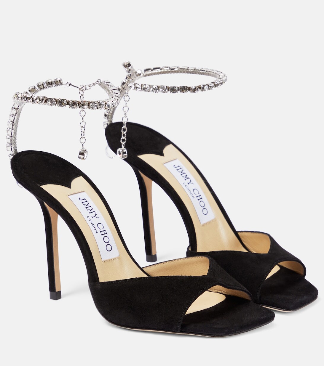 

Декорированные замшевые сандалии Saeda 100 Jimmy Choo, черный