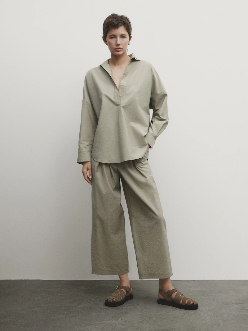 

Технические брюки с вытачками Massimo Dutti, зеленый