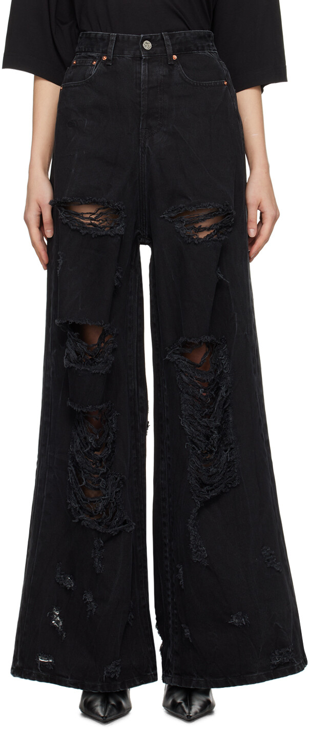 

Черные потертые джинсы Vetements, цвет Black