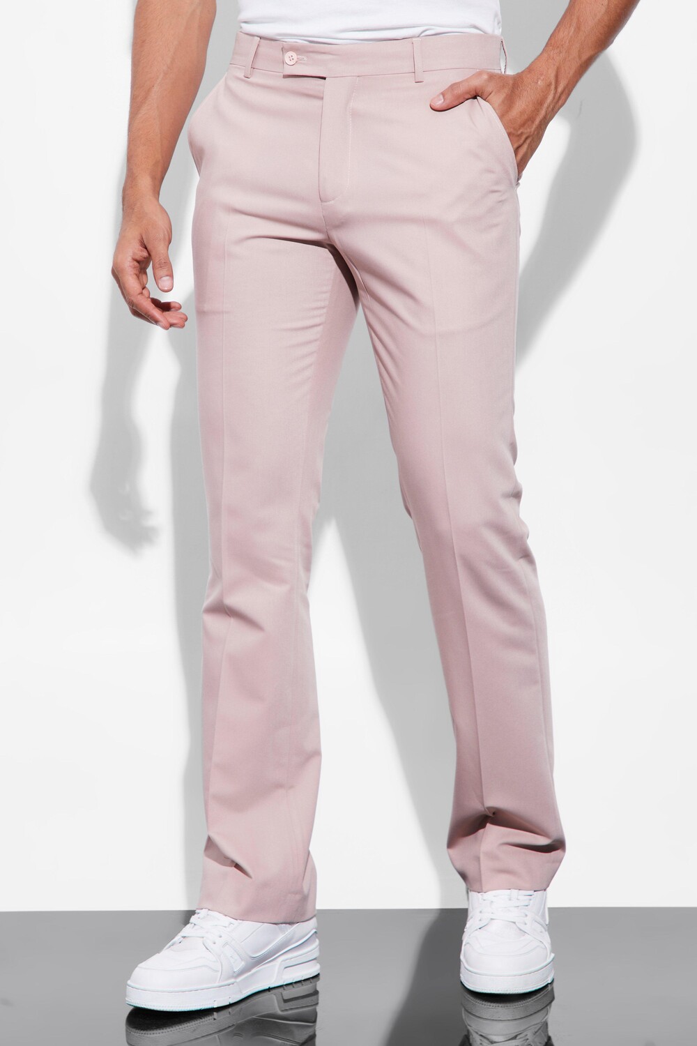 

Брюки flare leg comfort стрейч Boohoo, розовый