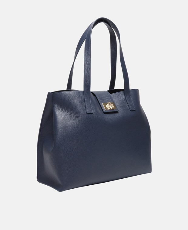

Кожаная большая сумка-тоут Furla, синий