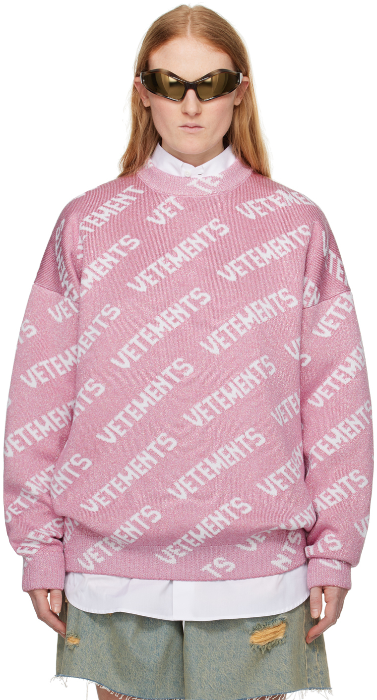 Розовый жаккардовый свитер Vetements jnby розовый жаккардовый жилет jnby