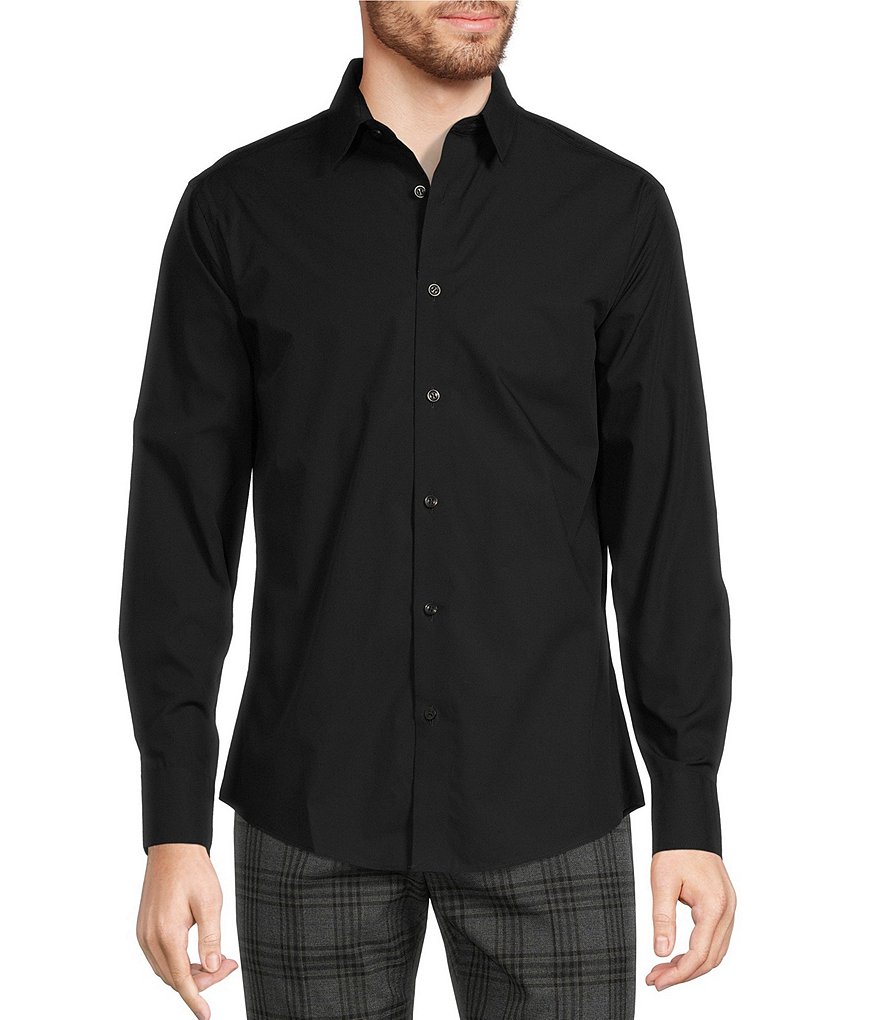 Однотонная тканая рубашка классического кроя Murano Wardrobe Essentials с длинными рукавами, черный