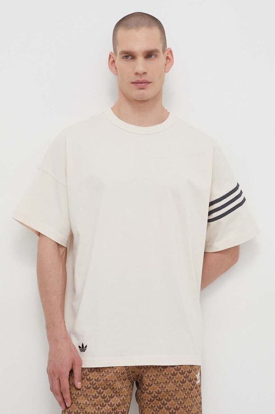 

Хлопковая футболка adidas Originals, бежевый