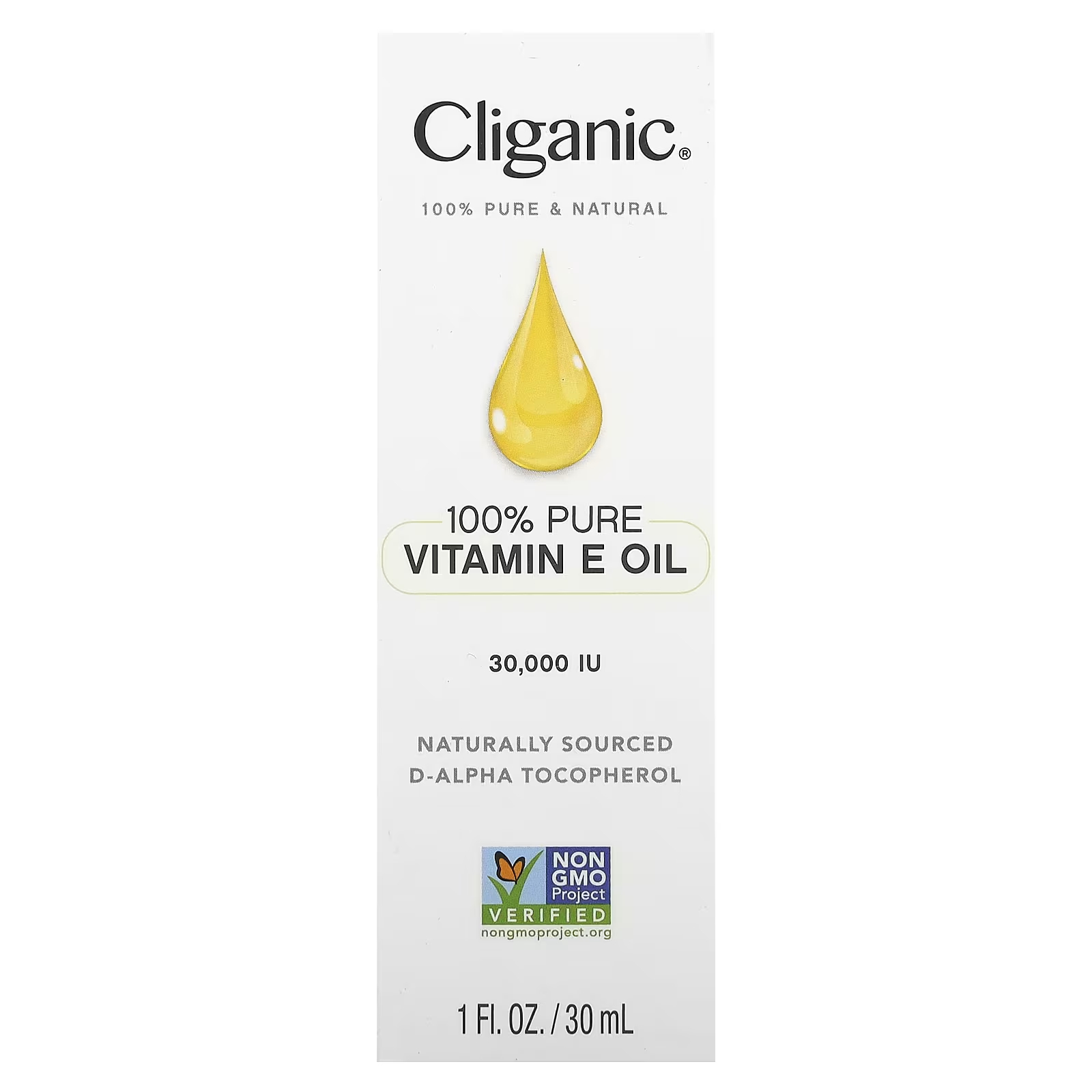 100% чистое масло Cliganic с витамином Е, 30 мл