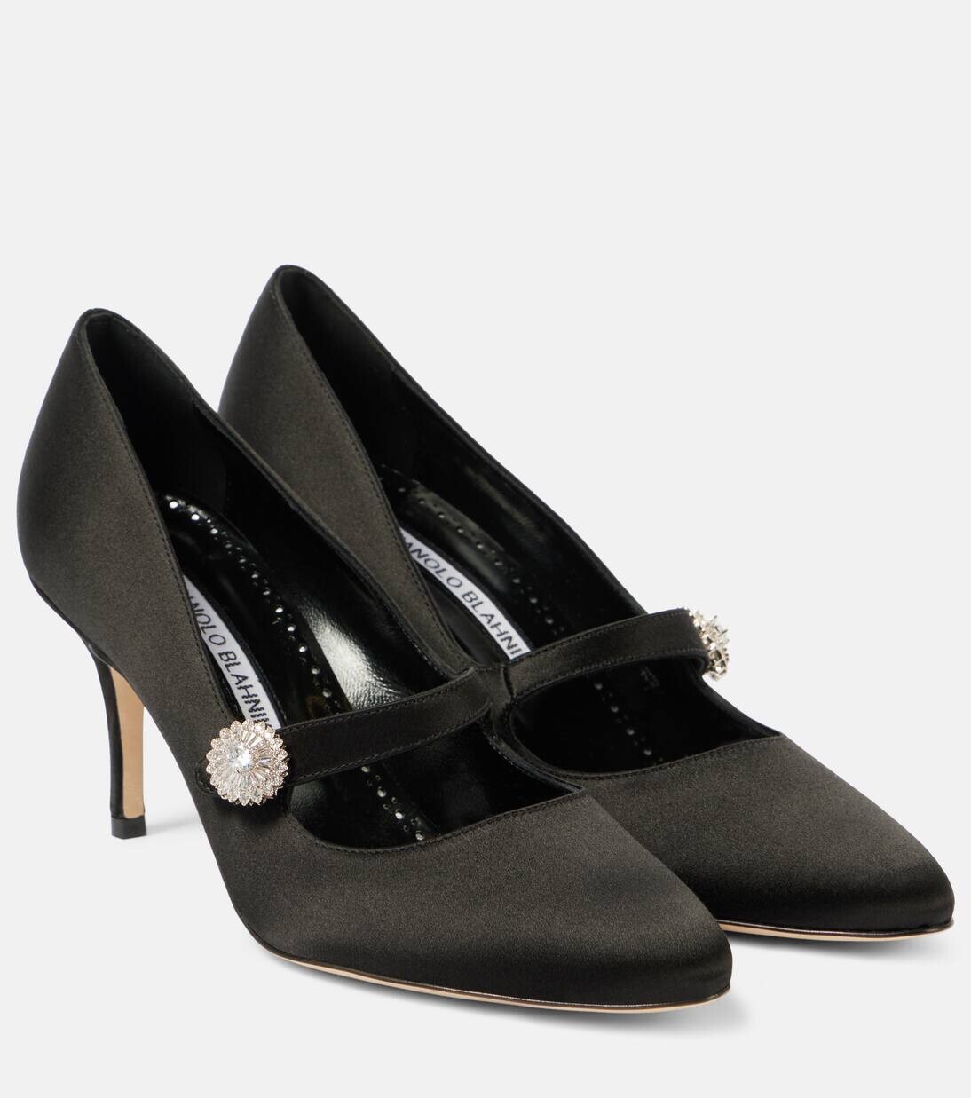 

Туфли Мэри Джейн из атласа с декором от Marijana Manolo Blahnik, цвет 0015 blck